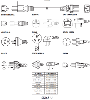 Mechanical Drawing - CUI Inc SDI65 AC-DC Power Supplies
